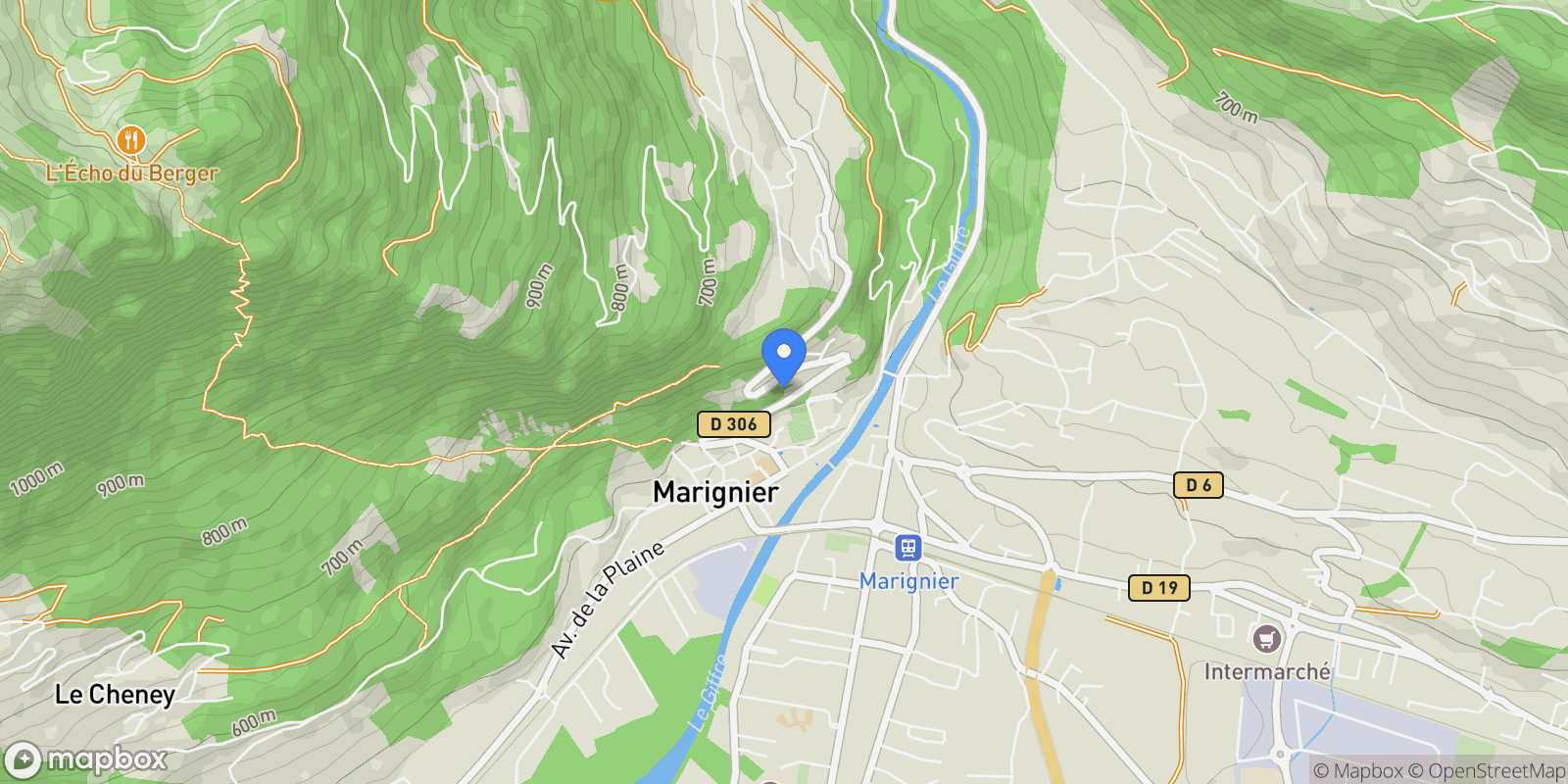 Map showing Marignier, Auvergne-Rhône-Alpes, France.
