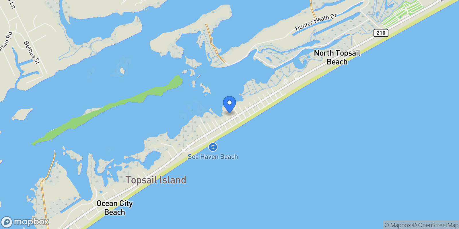 Map showing 6915 12th Avenue, North Topsail Beach, North Carolina, United States.