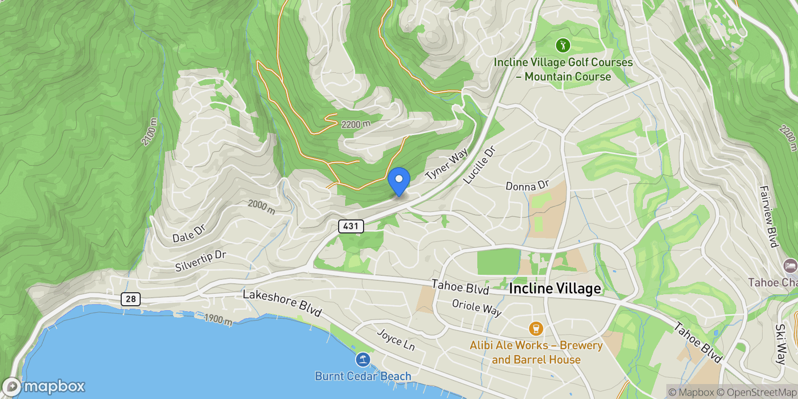 Map showing 701 Tyner Way, Incline Village, Nevada, United States.