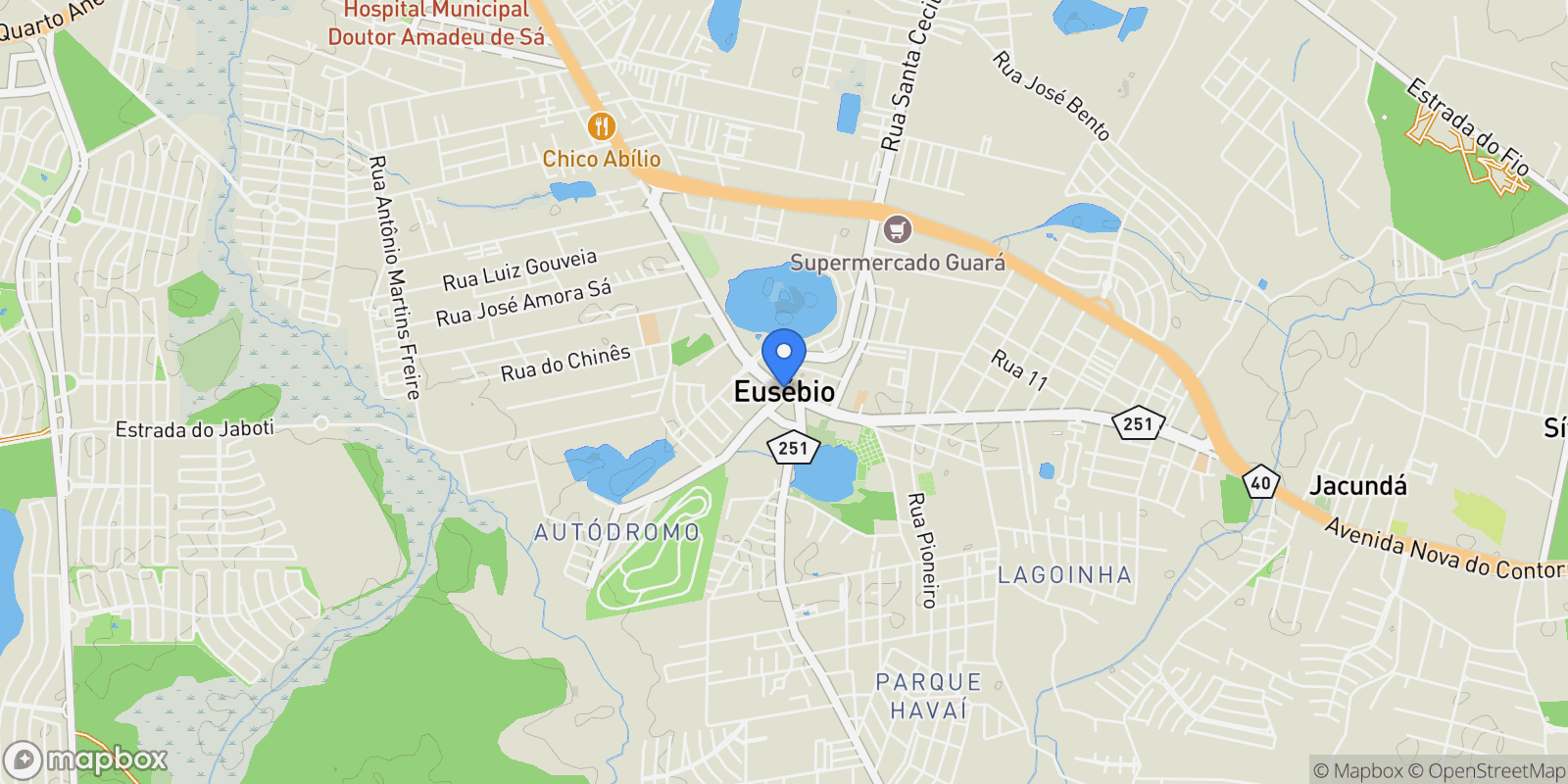Map showing Eusébio, State of Ceará, Brazil.