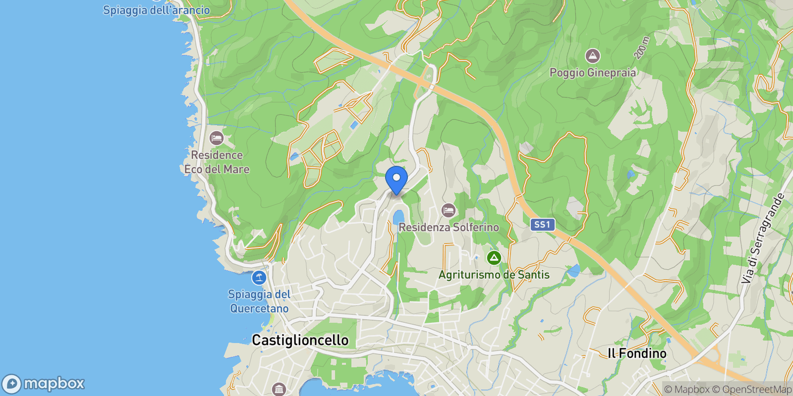 Map showing Via Dora Riparia 6, Castiglioncello, Tuscany, Italy.