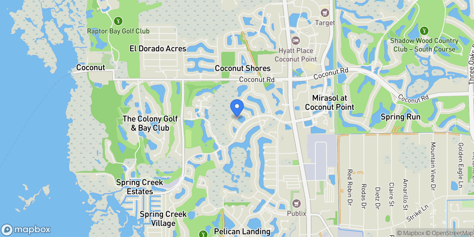 Map showing 23877 Sanctuary Lakes Court, Bonita Springs, Florida, United States.