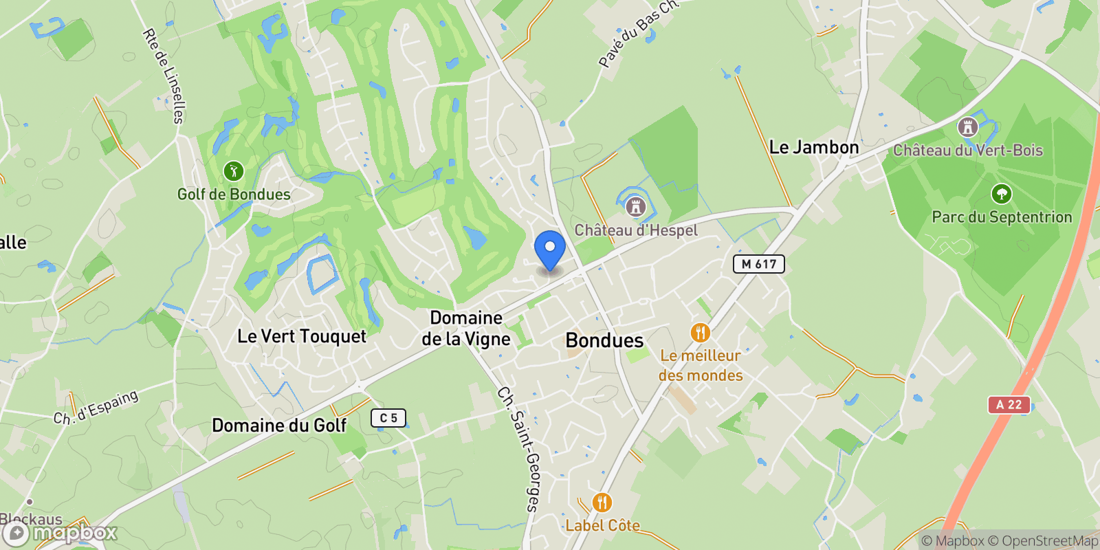 Map showing BONDUES, O 59910, Bondues, Hauts-de-France, France.