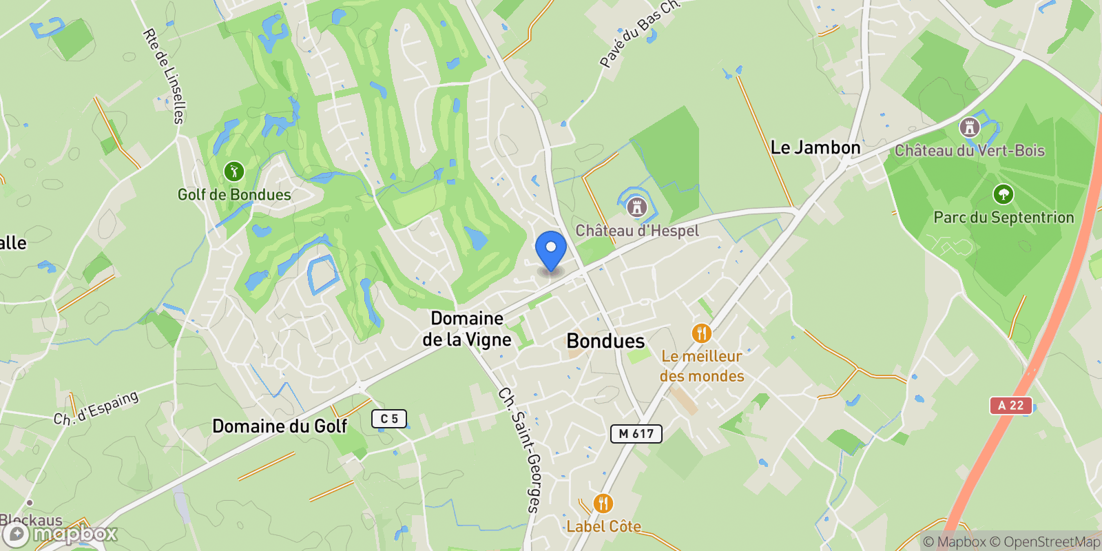 Map showing BONDUES, O 59910, Bondues, Hauts-de-France, France.