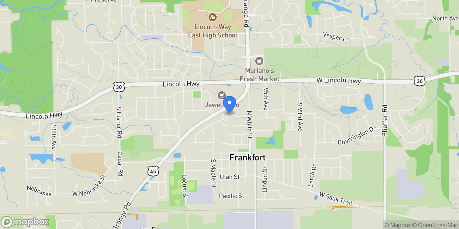 Map showing 9724 Folkers Drive, Frankfort, Illinois, United States.