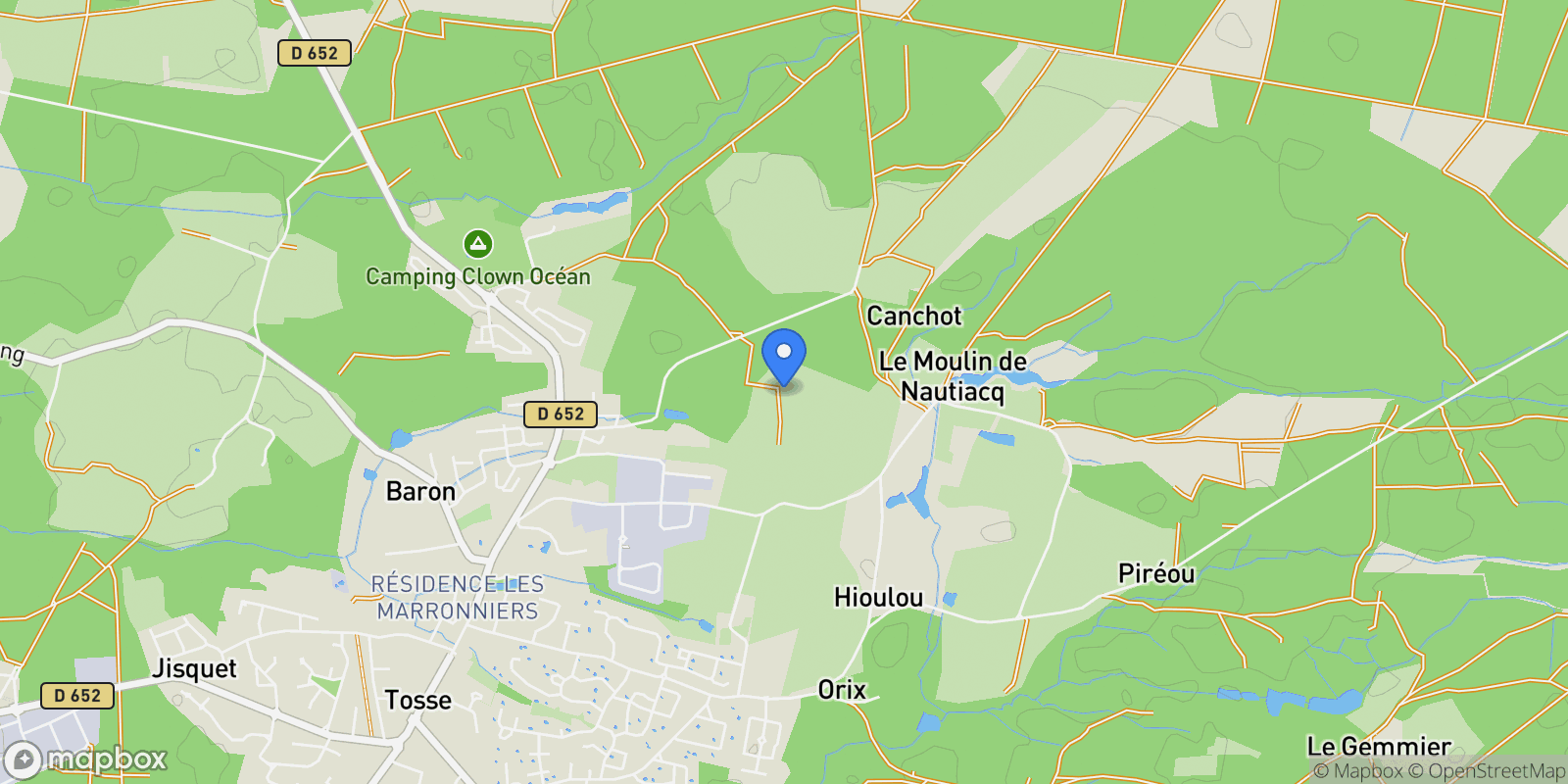 Map showing Tosse, Nouvelle-Aquitaine, France.