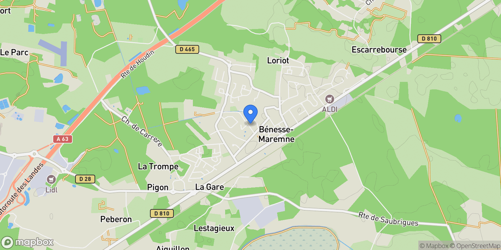 Map showing Bénesse-Maremne, Nouvelle-Aquitaine, France.