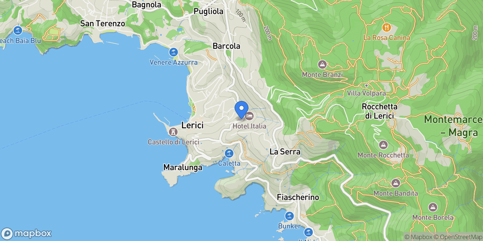 Map showing Via Carbognano, Lerici, Liguria, Italy.