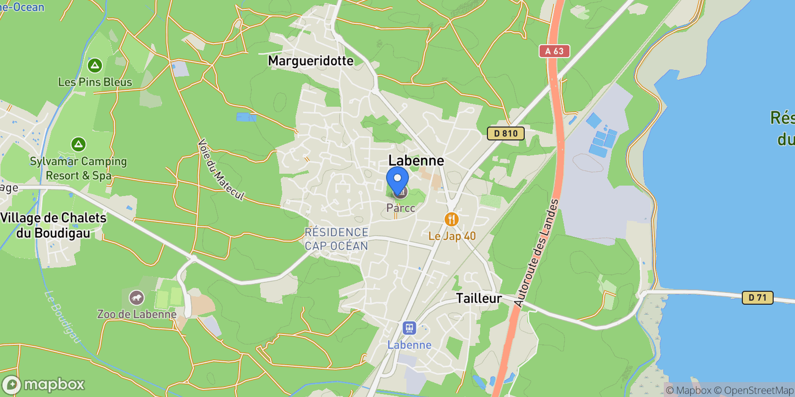 Map showing Labenne, Nouvelle-Aquitaine, France.