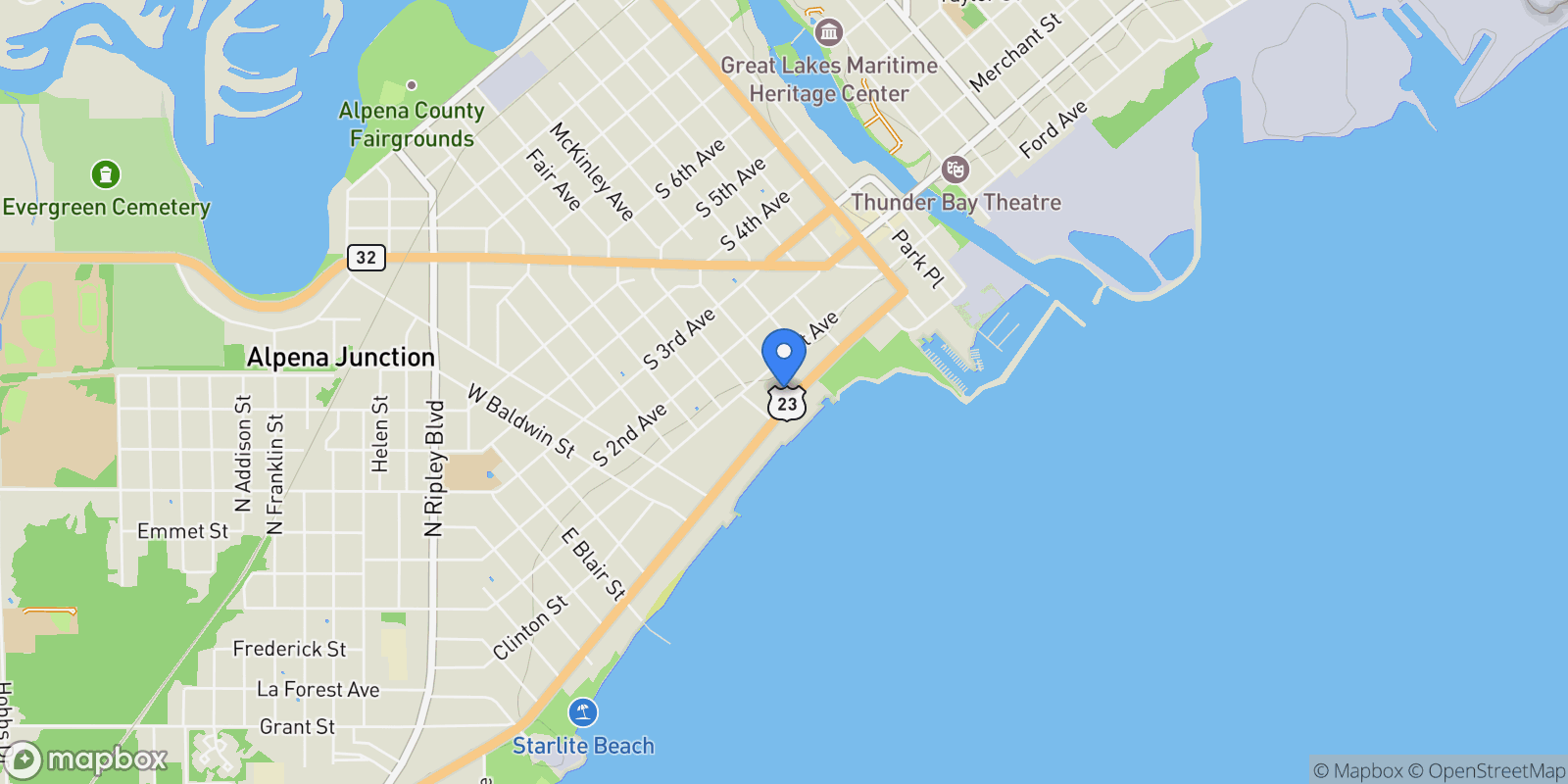 Map showing 303 S State Avenue, Alpena, MI 49707, Alpena, Michigan, United States.