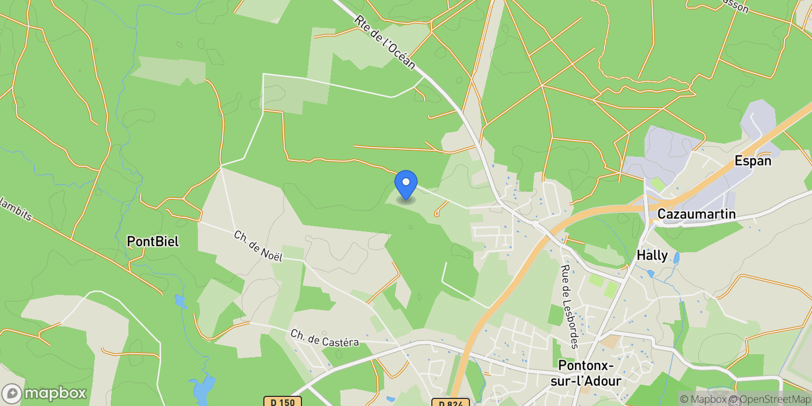 Map showing Pontonx-sur-l'Adour, Nouvelle-Aquitaine, France.