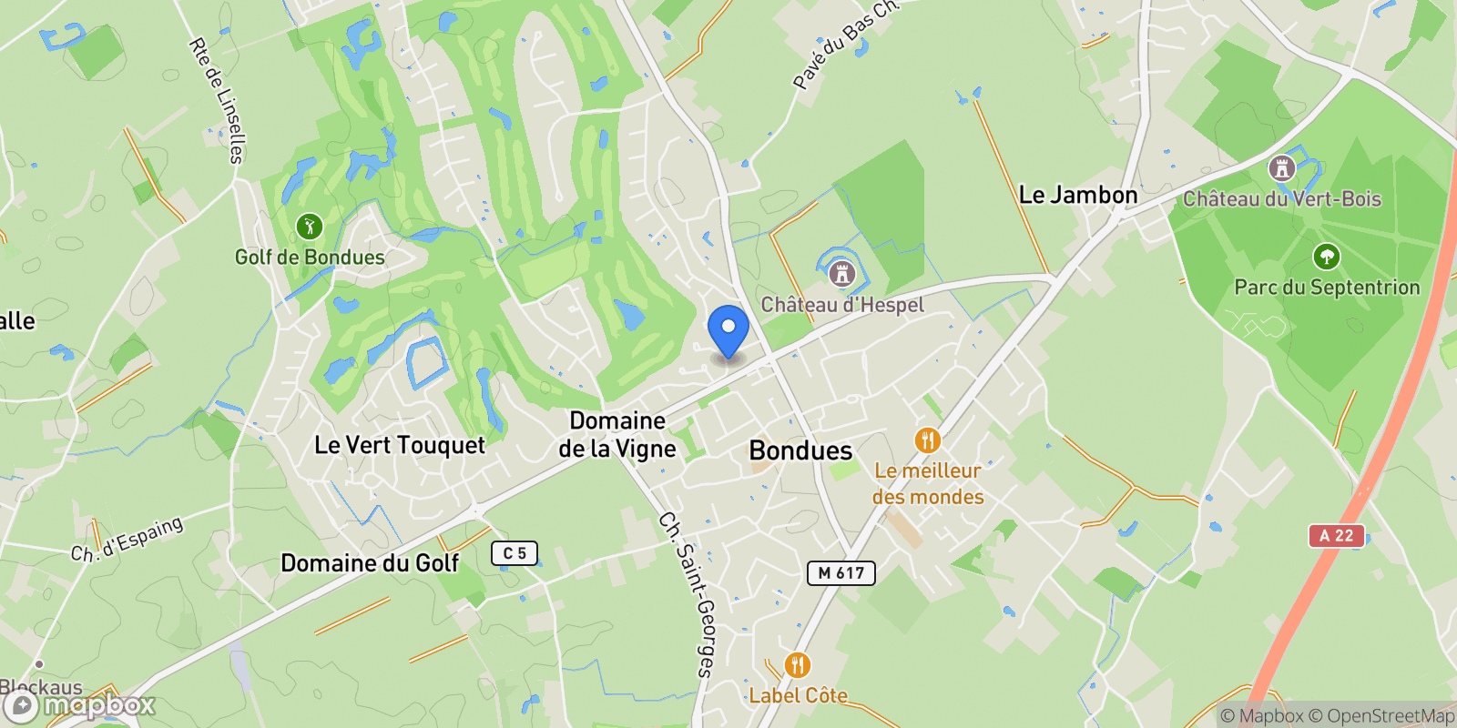 Map showing BONDUES, O 59910, Bondues, Hauts-de-France, France.