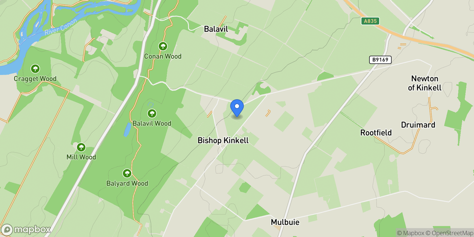 Map showing Loch Ussie, Conon Bridge, Conon Bridge, Scotland, United Kingdom.