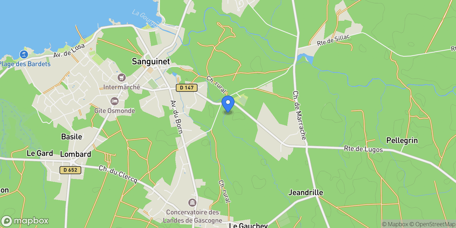 Map showing Sanguinet, Nouvelle-Aquitaine, France.