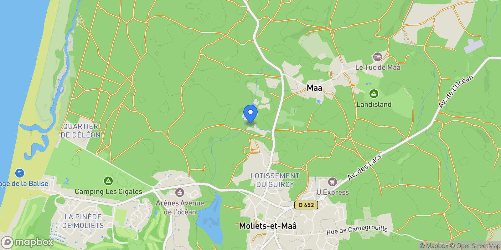 Map showing Moliets-et-Maa, Nouvelle-Aquitaine, France.