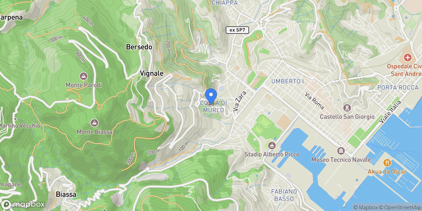 Map showing La Spezia, Liguria, Italy.