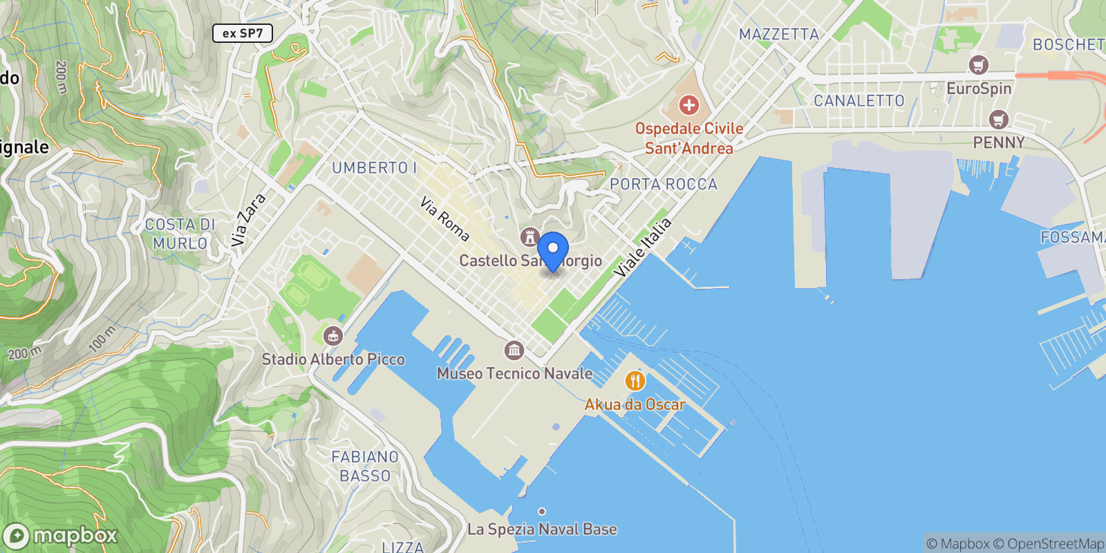 Map showing La Spezia, Liguria, Italy.