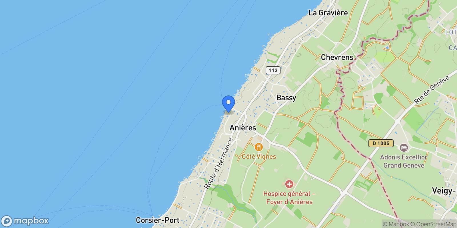 Map showing Chemin de Fleur-d'Eau, Anières, Genève, Switzerland.