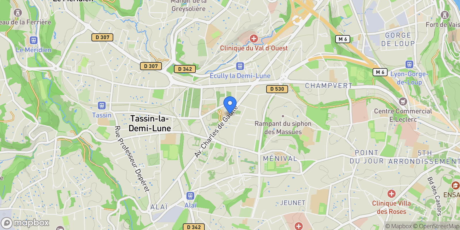 Map showing Tassin-la-Demi-Lune, Tassin-la-Demi-Lune, Tassin-la-Demi-Lune, Auvergne-Rhône-Alpes, France.