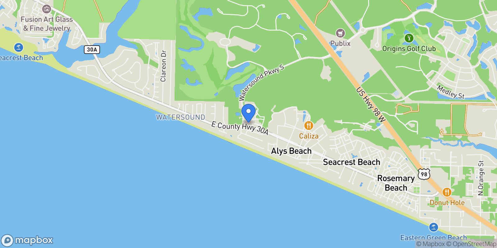 Map showing Rosemary Beach, Florida, United States.
