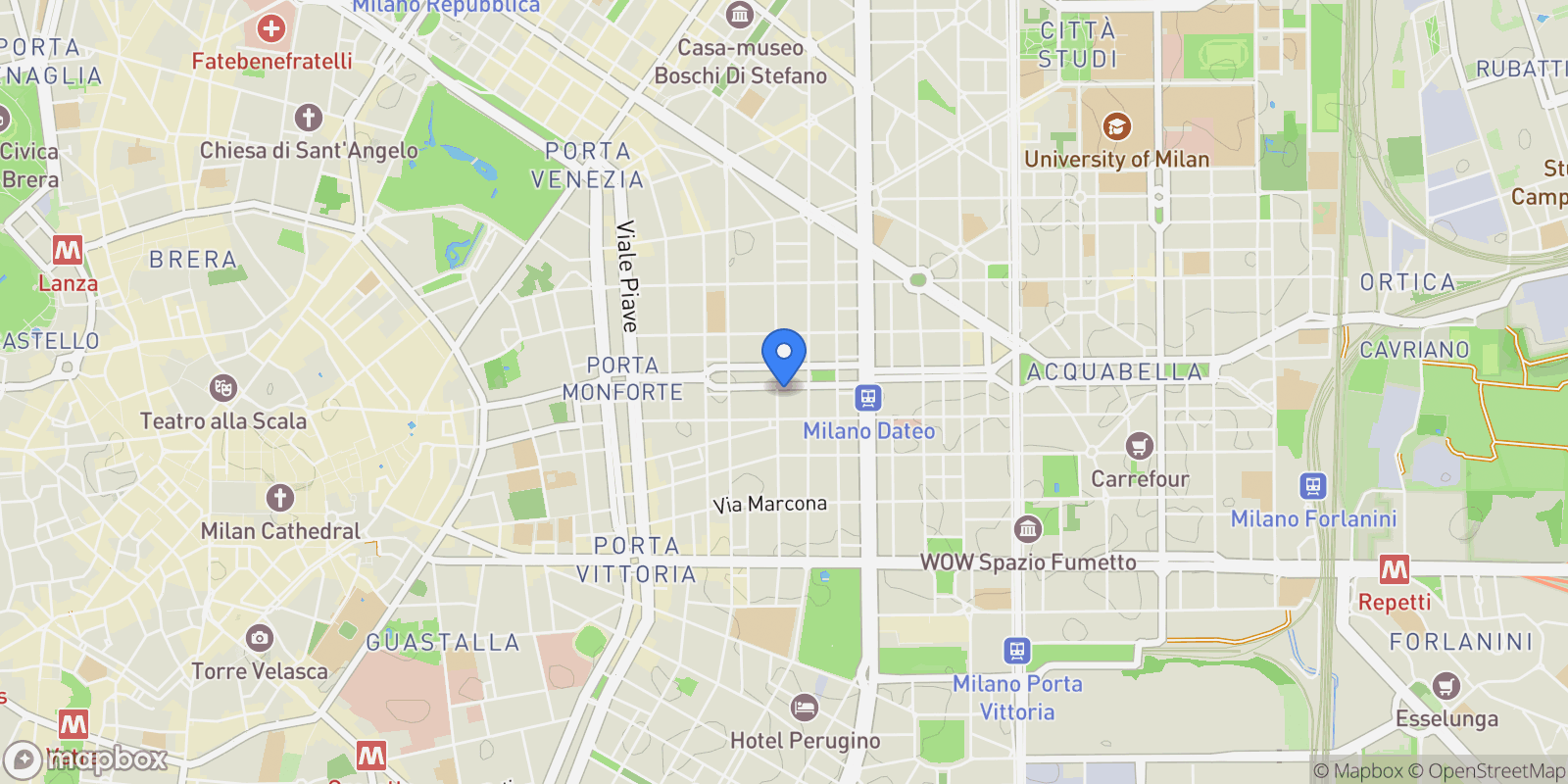Map showing C.so Indipendenza, 14, 20129 Milano MI, Italy, Milan, Lombardy, Italy.