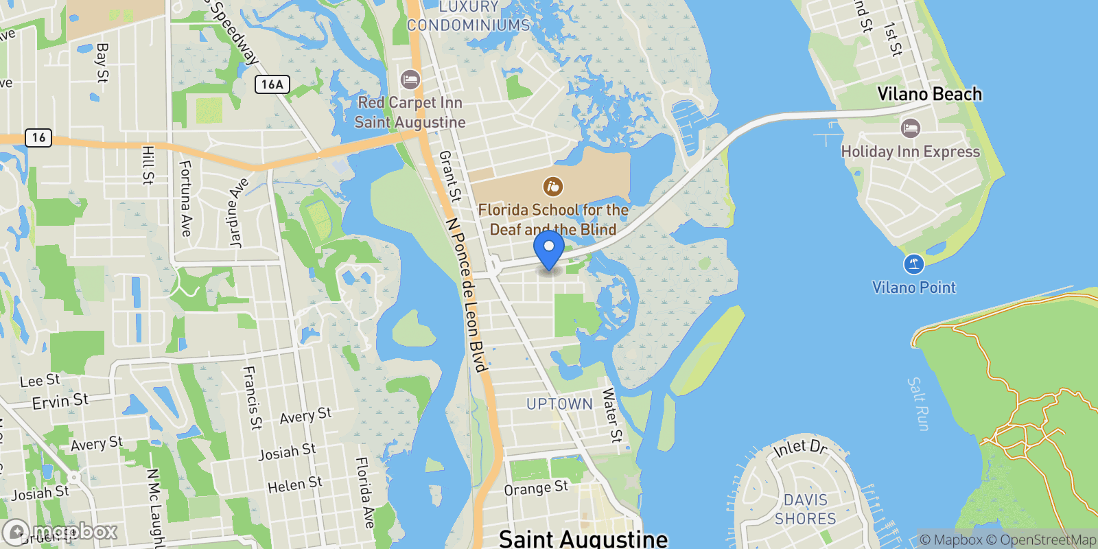 Map showing 38 MAGNOLIA Avenue, St. Augustine, Florida, United States.