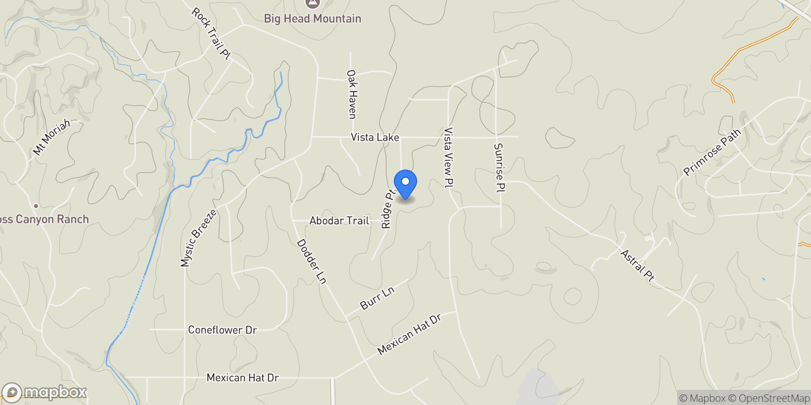 Map showing 324 Ridge Point, Spring Branch, Texas, United States.
