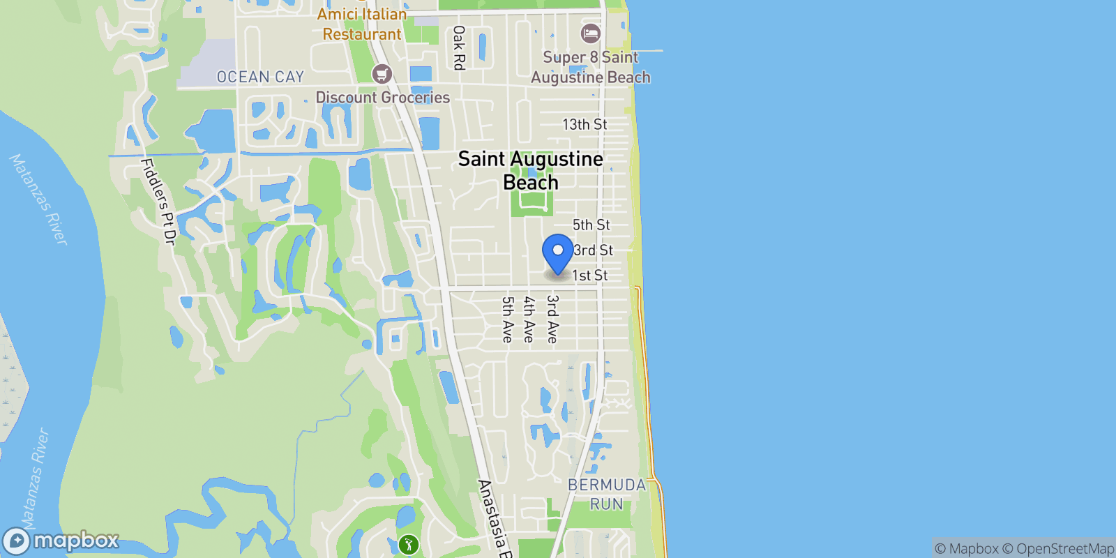 Map showing 213 TWENTY FIRST Street, St. Augustine, Florida, United States.