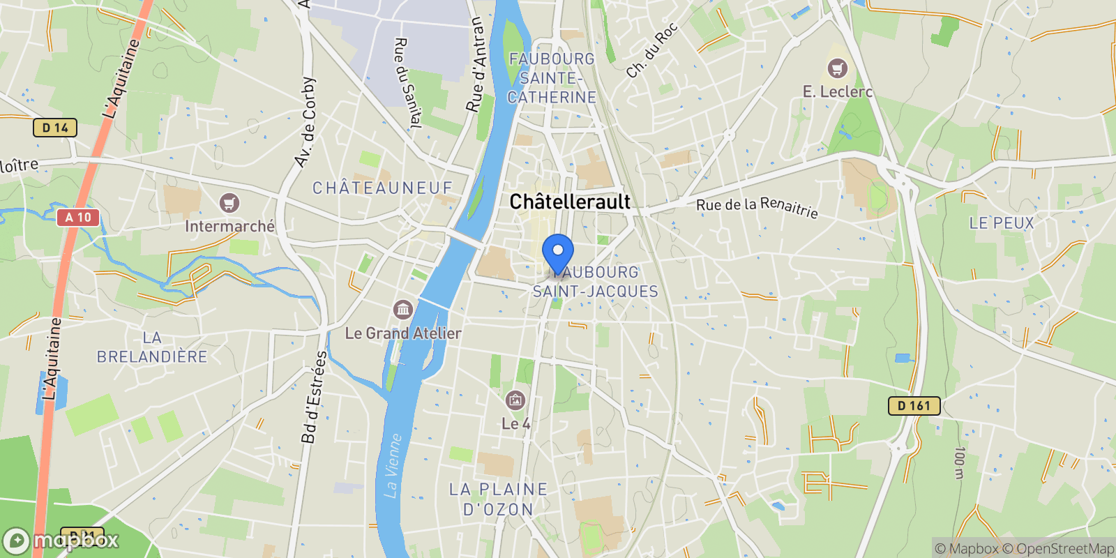 Map showing Châtellerault, Châtellerault, Châtellerault, Nouvelle-Aquitaine, France.