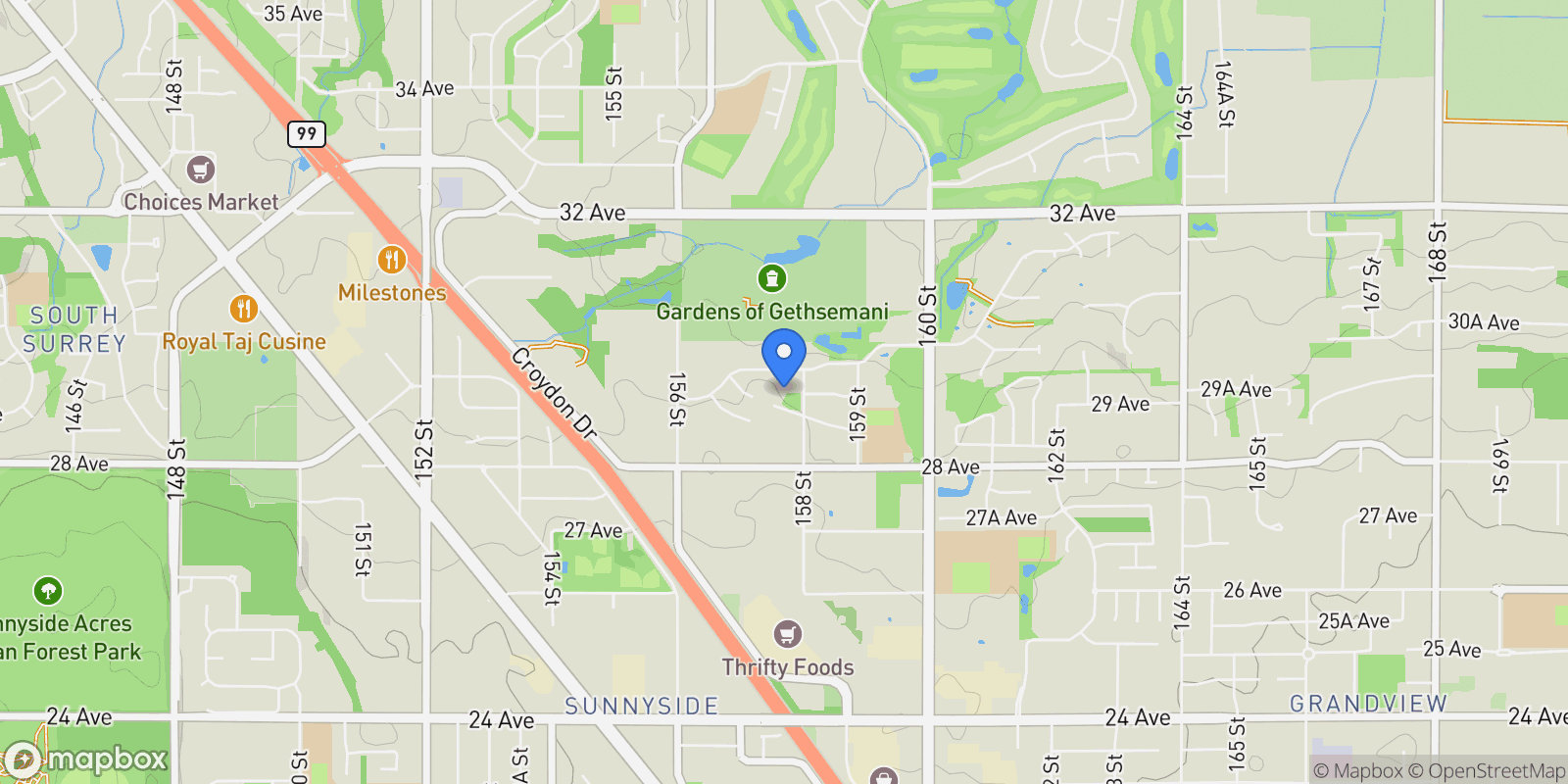 Map showing 15777 WILLS BROOK WAY, Surrey, British Columbia, Canada.
