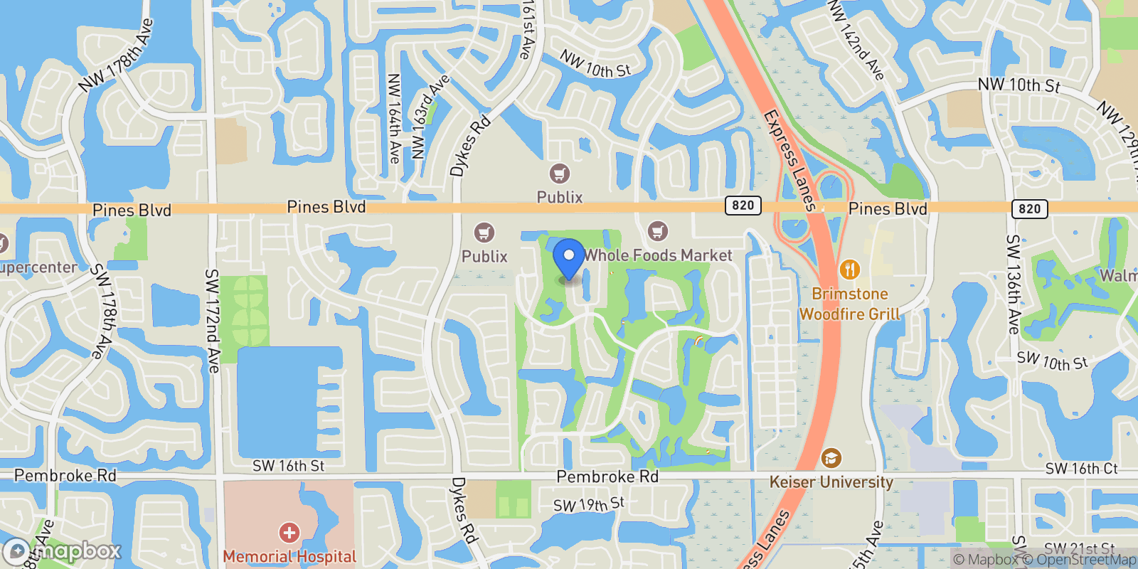 Map showing 610 W Enclave Cir W, Miramar, Florida, United States.