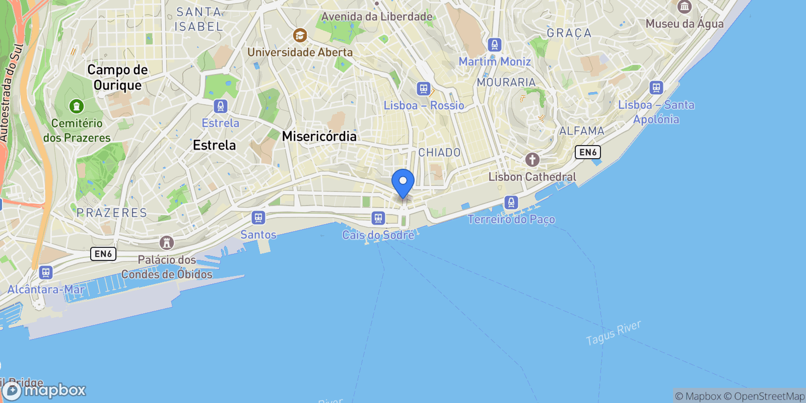 Map showing R. do Alecrim 15, 1200-161 Lisboa, Portugal, Misericordia, Lisbon, Portugal.