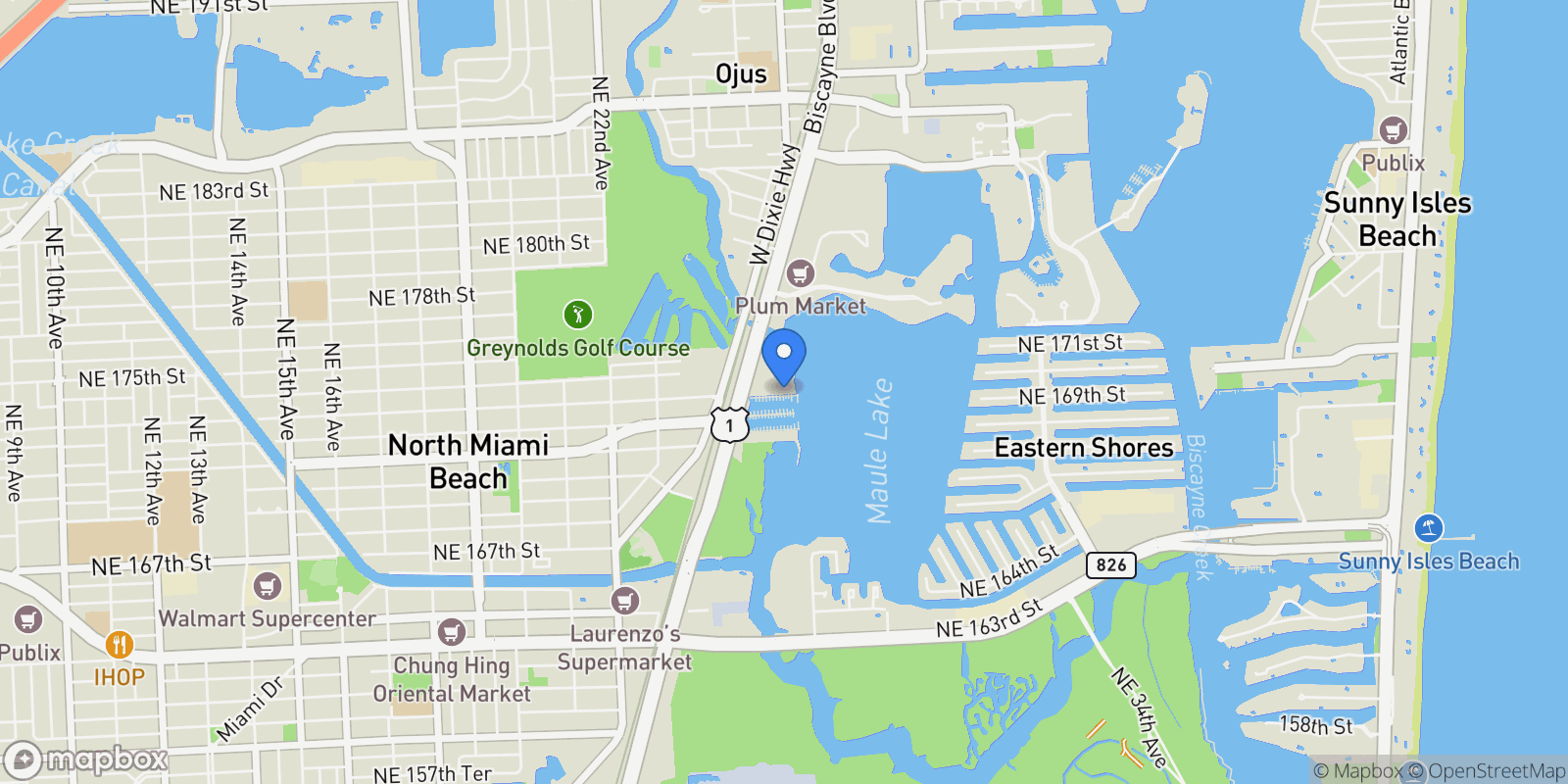 Map showing 17301 Biscayne Blvd 2209, Golden Beach, Florida, United States.
