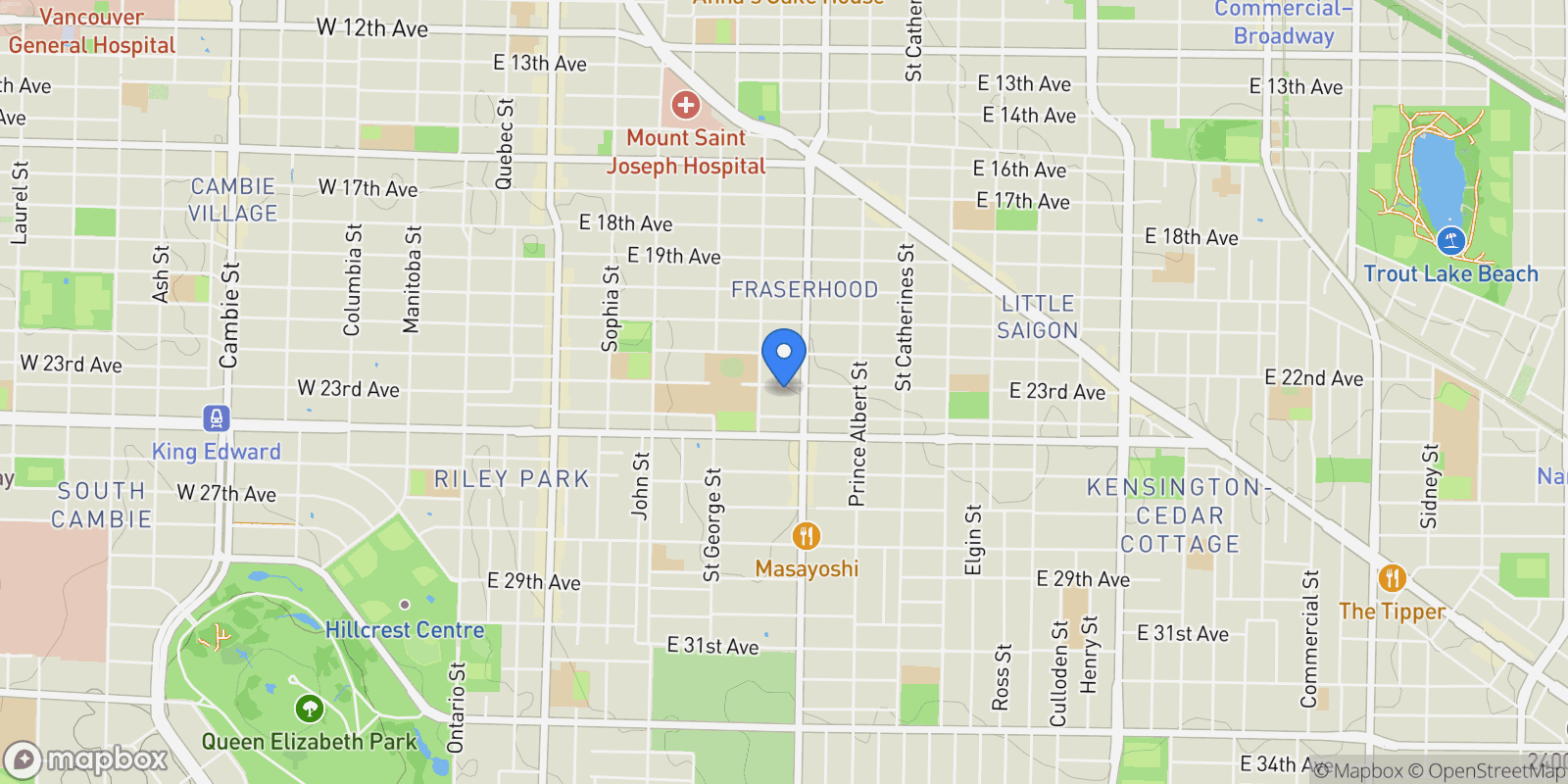 Map showing 646 E 23RD AVENUE, Vancouver, British Columbia, Canada.