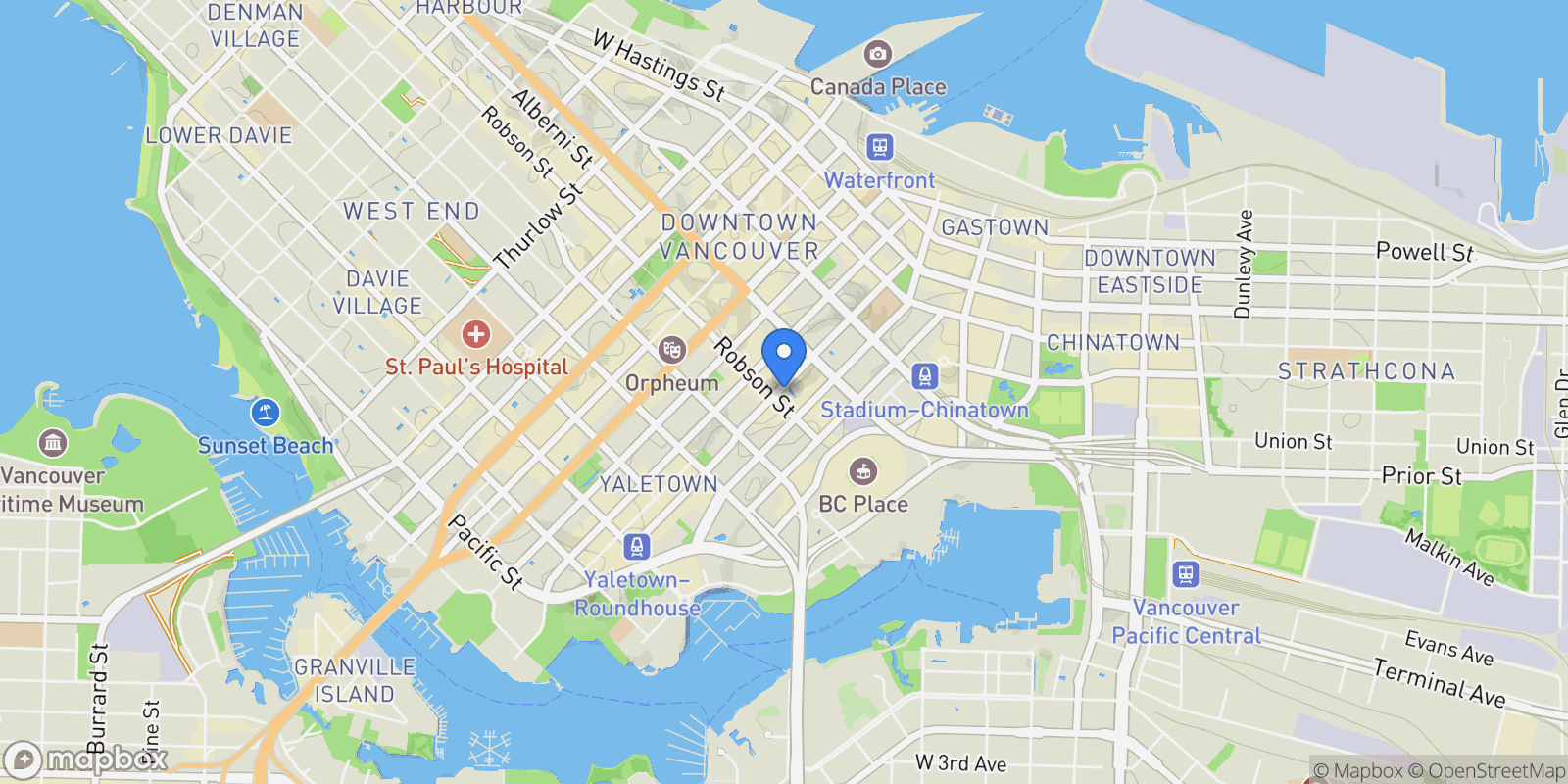 Map showing 1009 788 HAMILTON STREET, Vancouver, British Columbia, Canada.