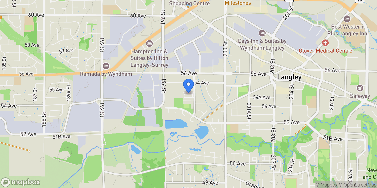 Map showing 19760 55 AVENUE Unit: 13, Langley City, British Columbia, Canada.