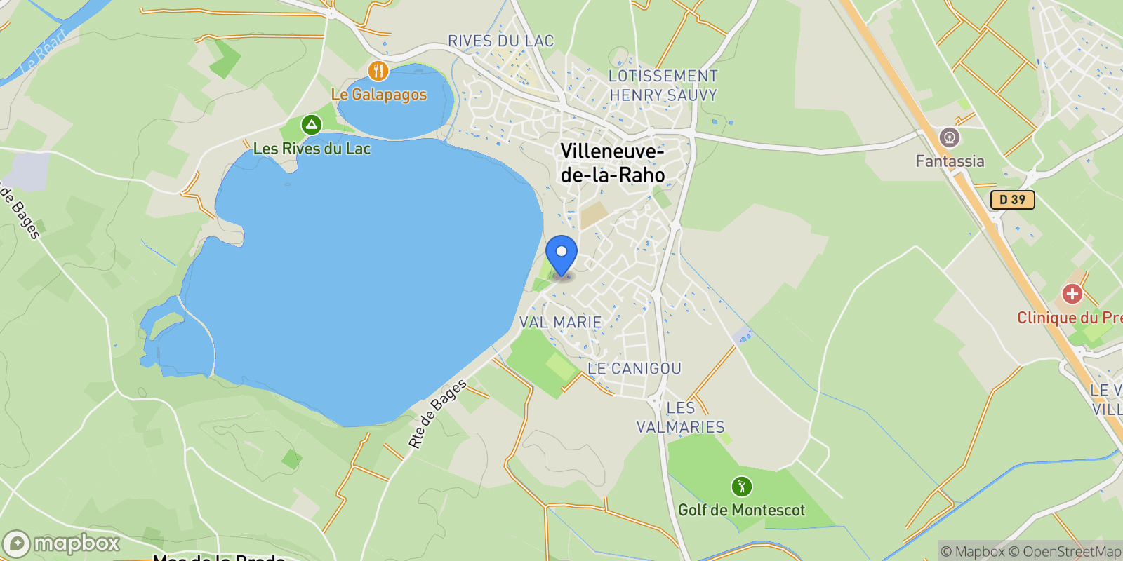 Map showing Villeneuve-de-la-Raho, Occitanie, France.