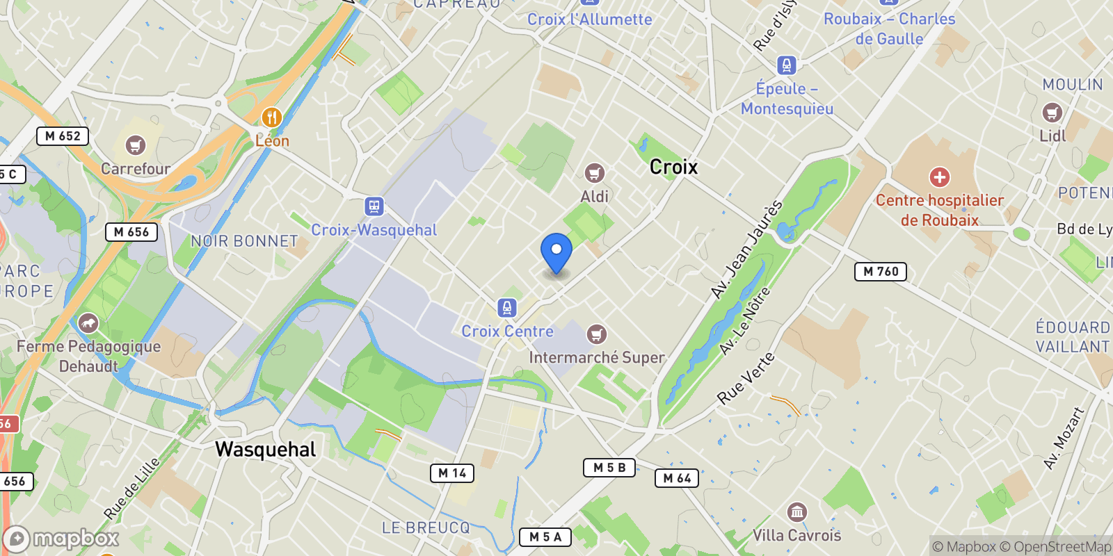 Map showing CROIX, O 59170, Croix, Hauts-de-France, France.