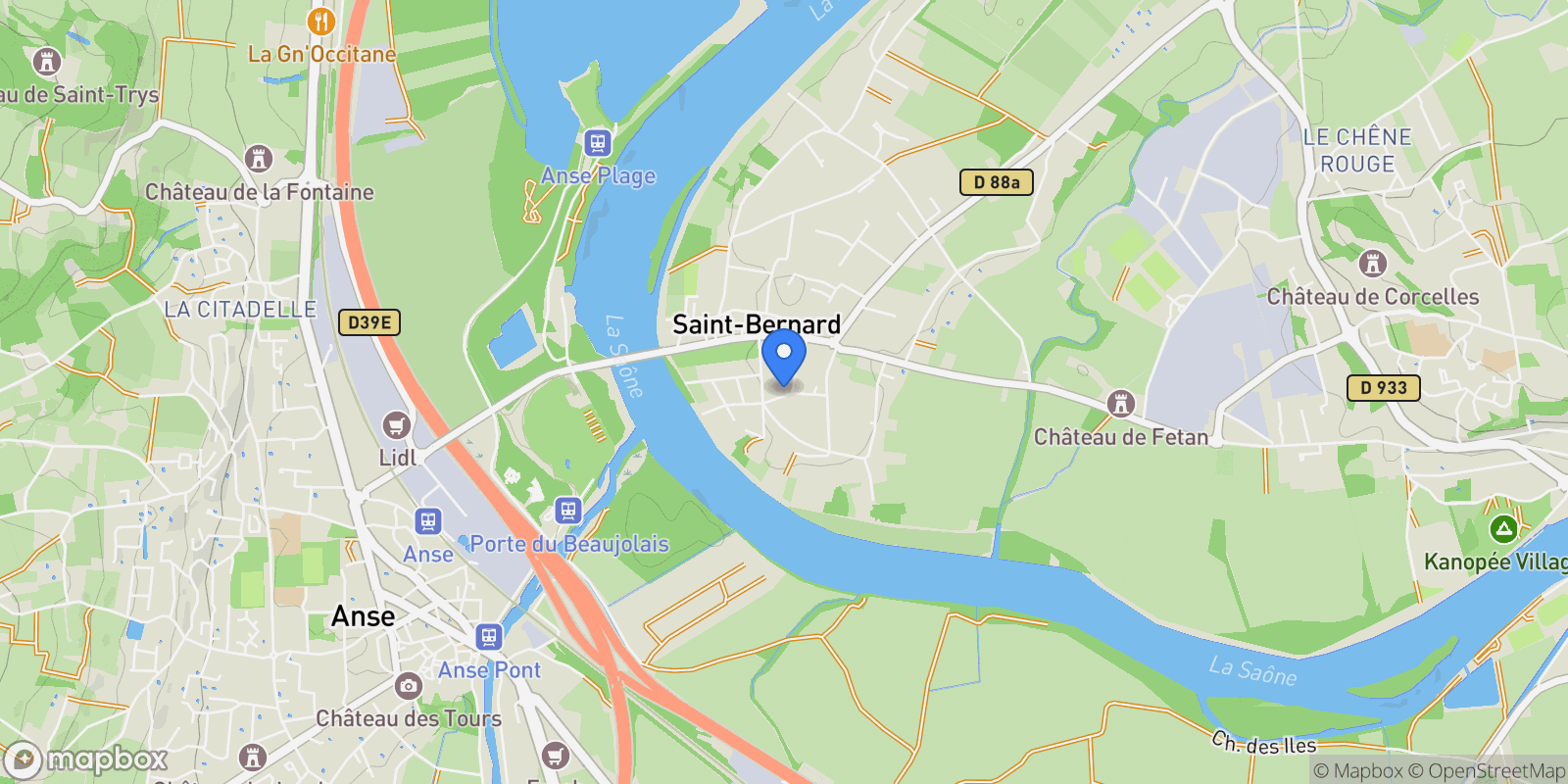 Map showing Saint-Bernard, Auvergne-Rhône-Alpes, France.