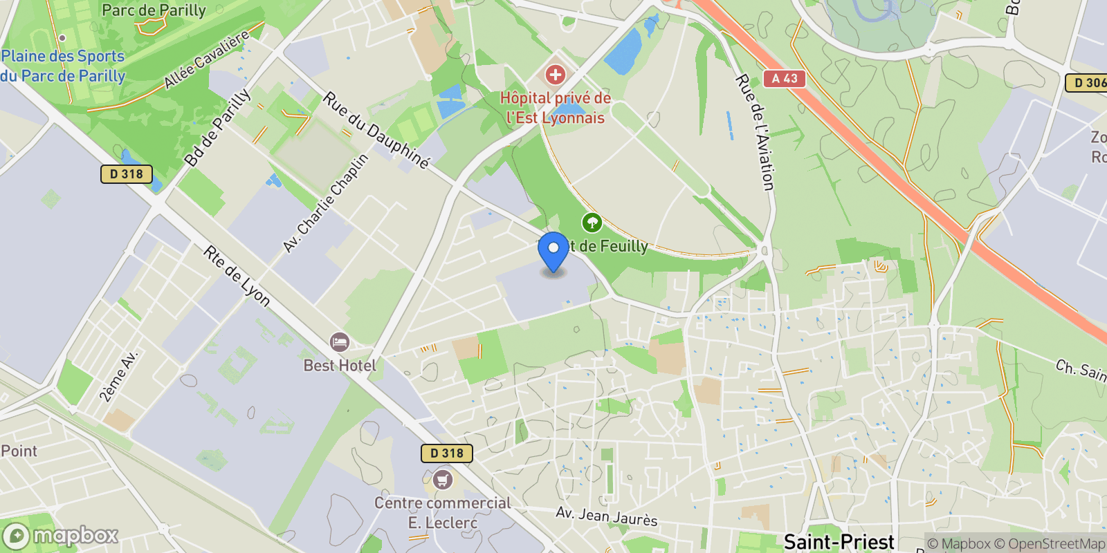 Map showing Saint-Priest, Auvergne-Rhône-Alpes, France.