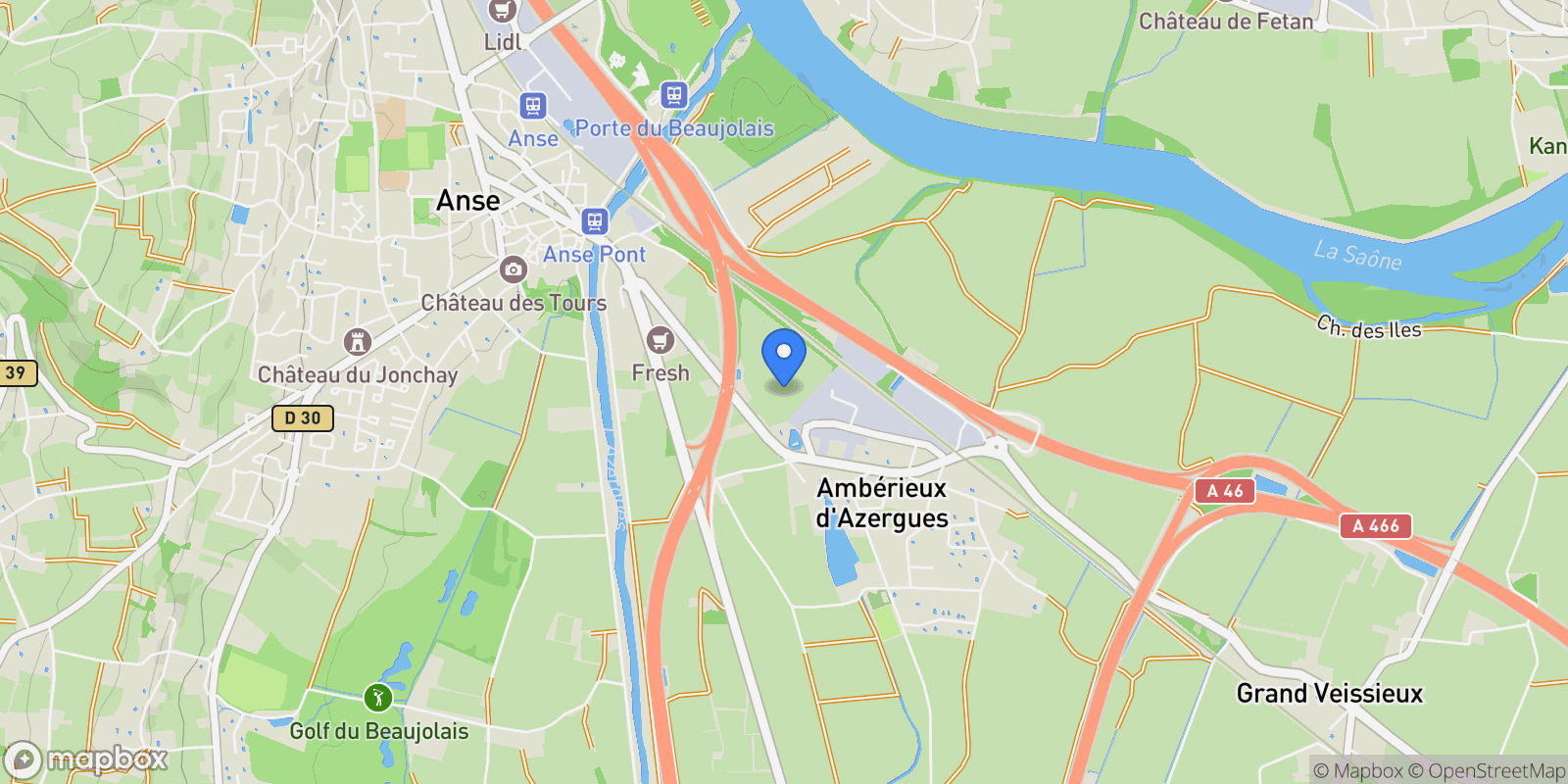 Map showing Ambérieux, Auvergne-Rhône-Alpes, France.
