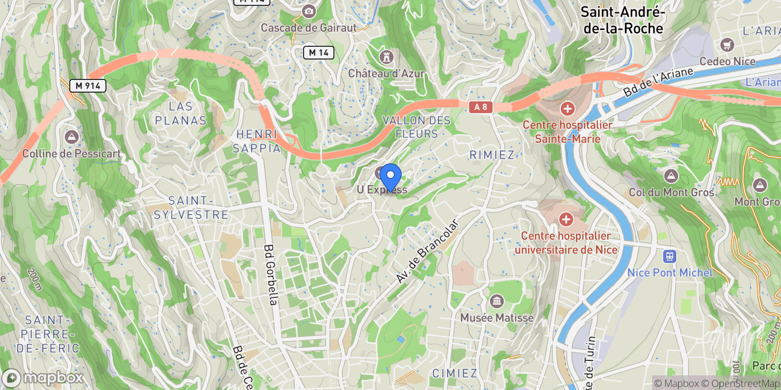 Map showing AV JEAN DE LA FONTAINE, Nice, Provence-Alpes-Côte d'Azur, France.