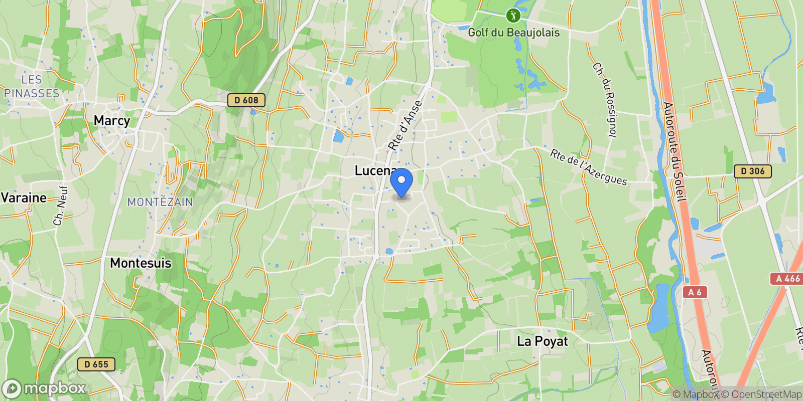 Map showing Lucenay, Auvergne-Rhône-Alpes, France.