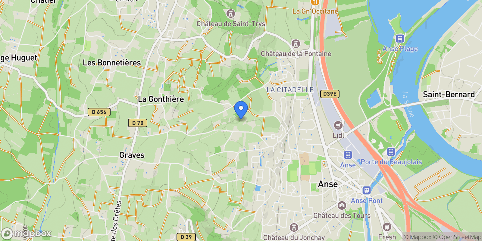 Map showing Anse, Auvergne-Rhône-Alpes, France.
