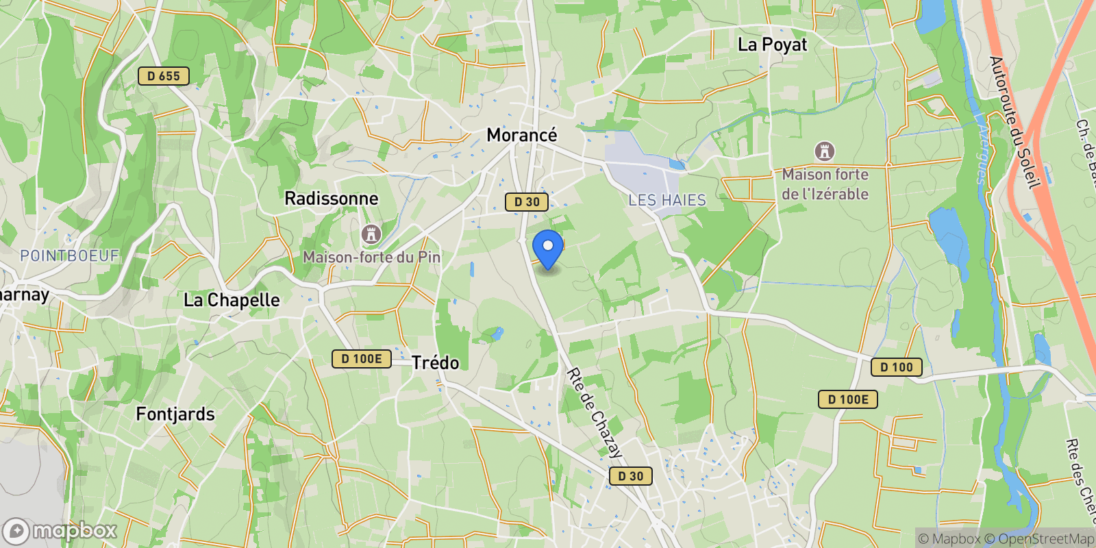 Map showing Morancé, Auvergne-Rhône-Alpes, France.