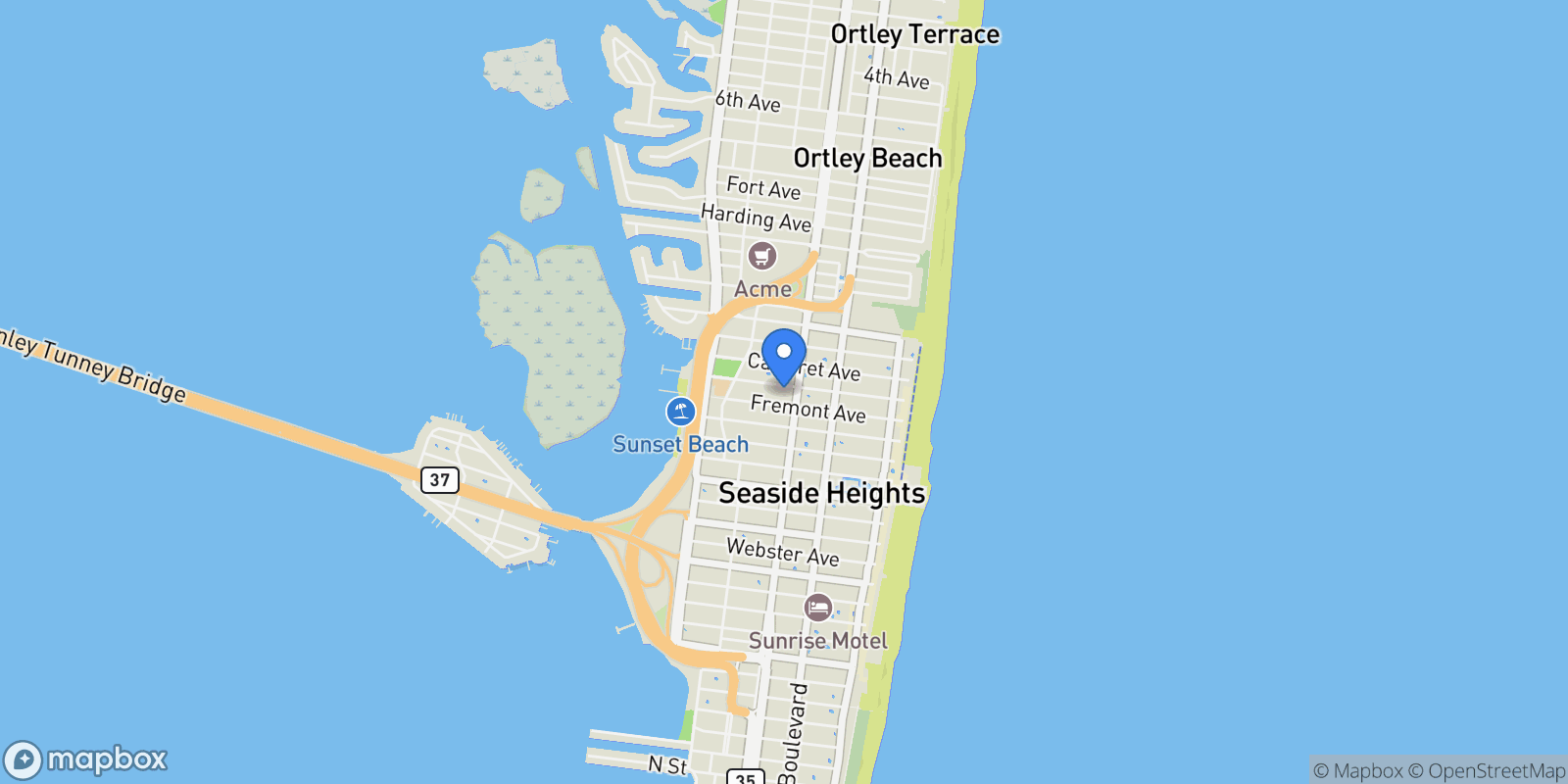 Map showing 211 Kearney Avenue, Seaside Heights, NJ 08751, Seaside Heights, New Jersey, United States.