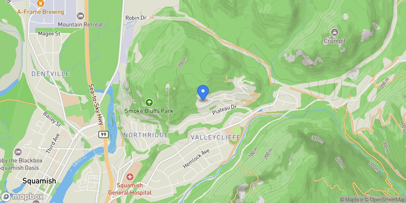 Map showing 38561 Sky Pilot Drive, Squamish, British Columbia, Canada.