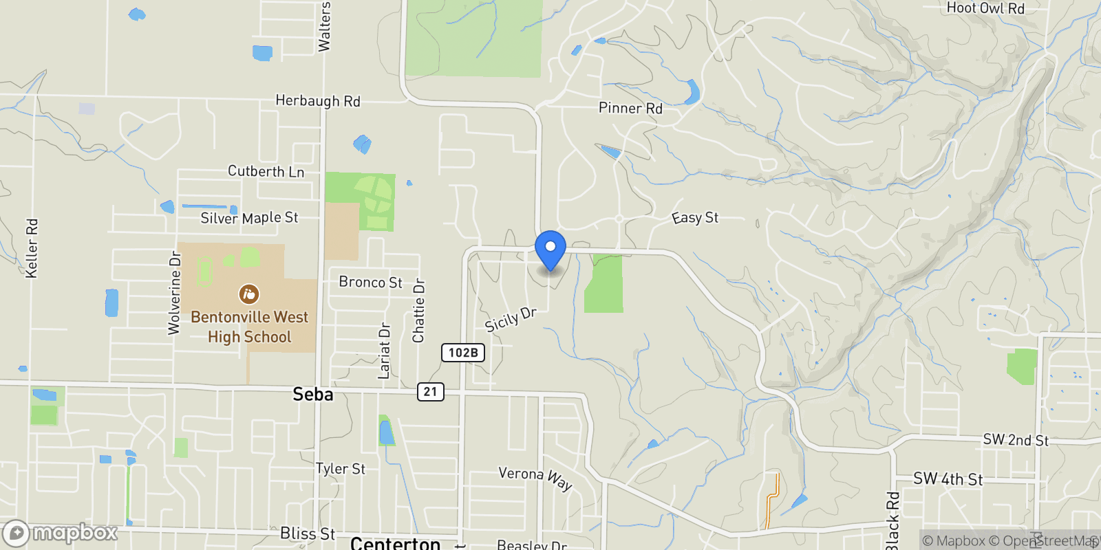 Map showing 1431 Amore Lane, Centerton, AR 72719, Centerton, Arkansas, United States.