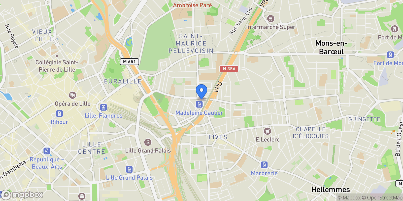 Map showing LILLE, O 59800, Lille, Hauts-de-France, France.