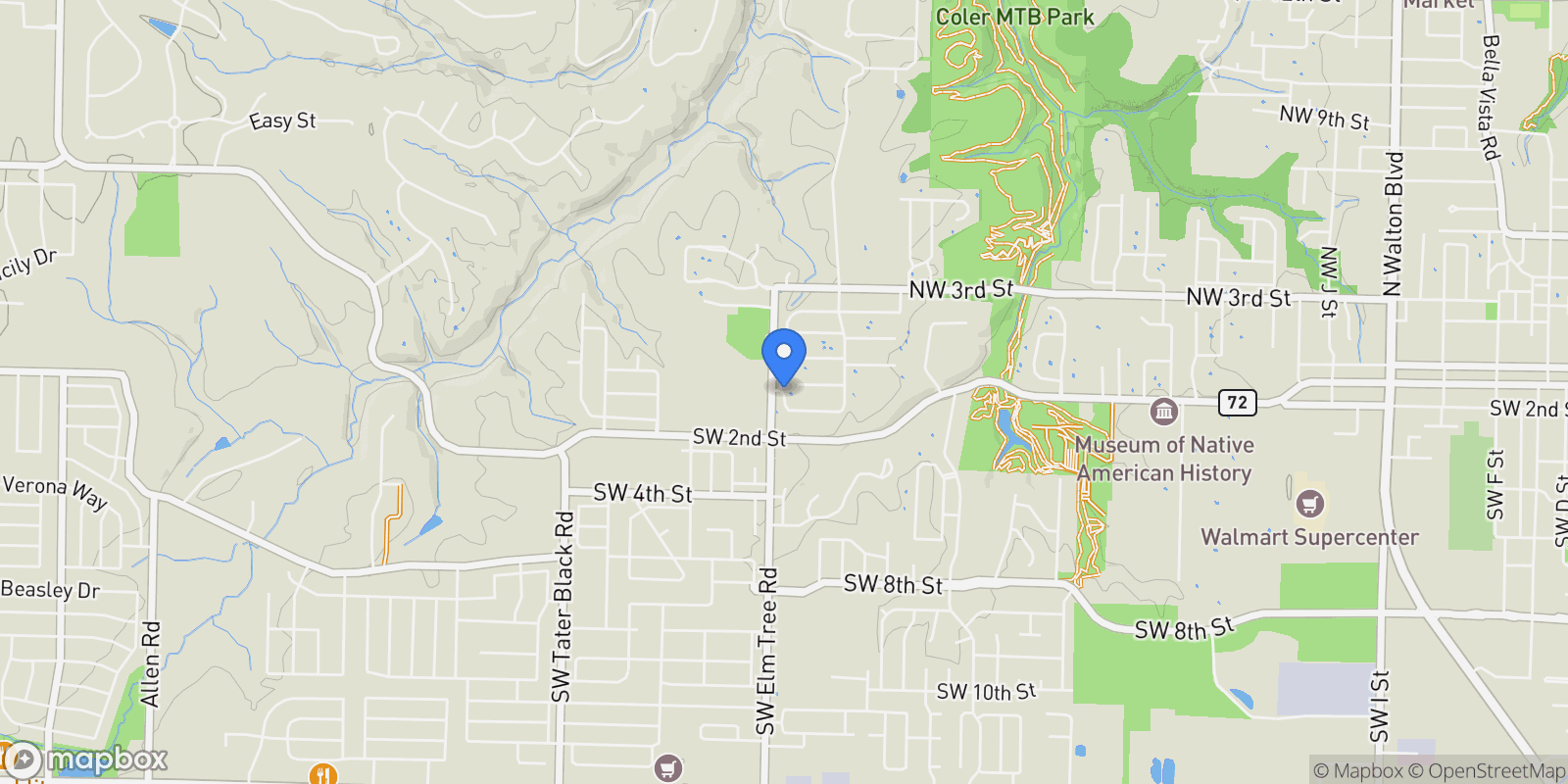 Map showing 3102 SW Orchard Way, Bentonville, AR 72712, Cave Springs, Arkansas, United States.
